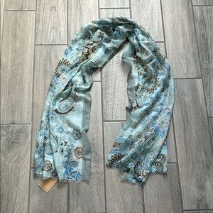Chic Floral Blue Scarf